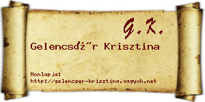 Gelencsér Krisztina névjegykártya